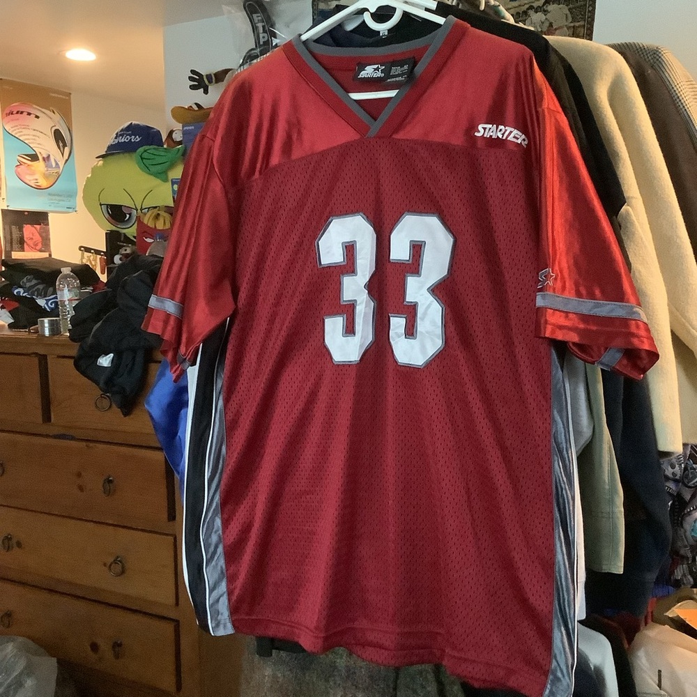 Vintage Starter Football Jersey Blank Number 33 Red & Gray Short Sleeve Size XL